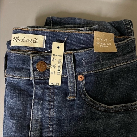 NWT Madewell 10” High Rise Skinny Jeans Wendover Wash Tencel Denim MA616 - Picture 3 of 3